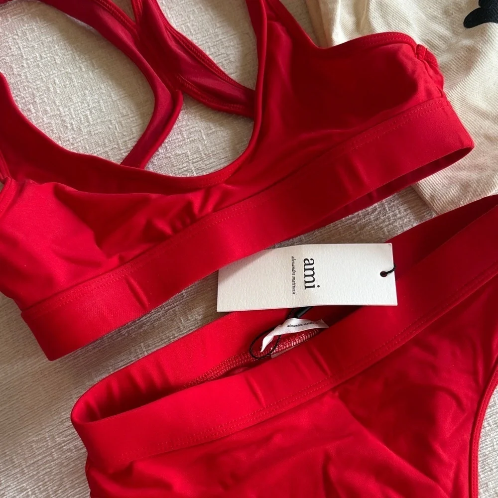 NWT Ami Paris Two Piece Red High Waist Bikini Set - XXS